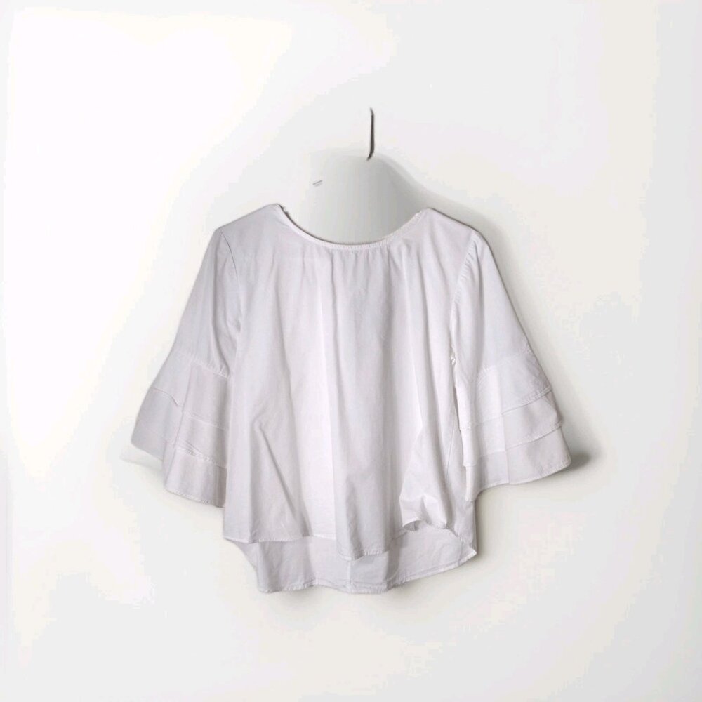 Vivid Importers Top Small Trumpet Sleeves Tie Back Lightweight Cotton